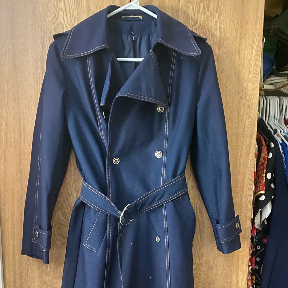 Vintage navy trench coat.